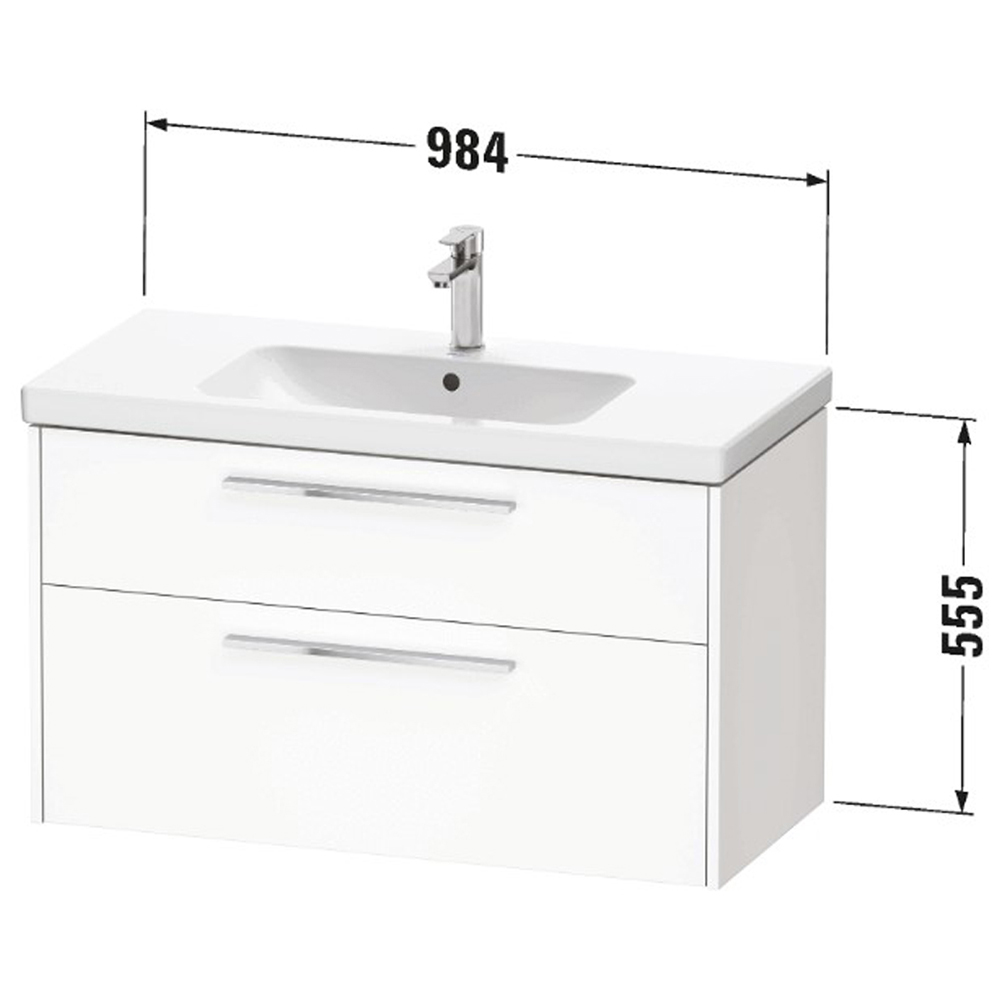 Duravit D-Code 2 Drawer Fjord Green Wall Hung Vanity Unit 984 x 460mm Image 2
