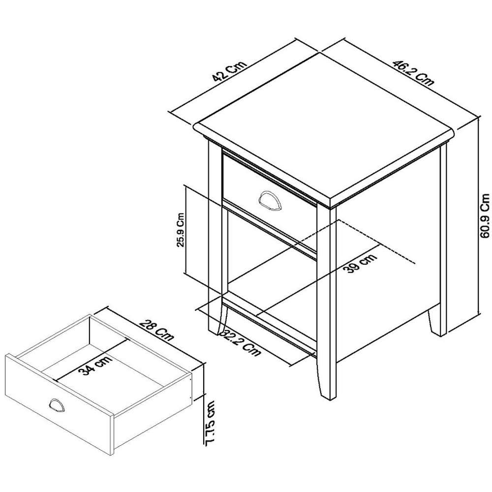 Bentley Designs Hampstead Single Drawer Single Shelf Oak and Ivory Nightstand Image 3