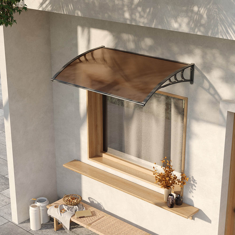 Living and Home Brown Curved Door Window Canopy Image 7