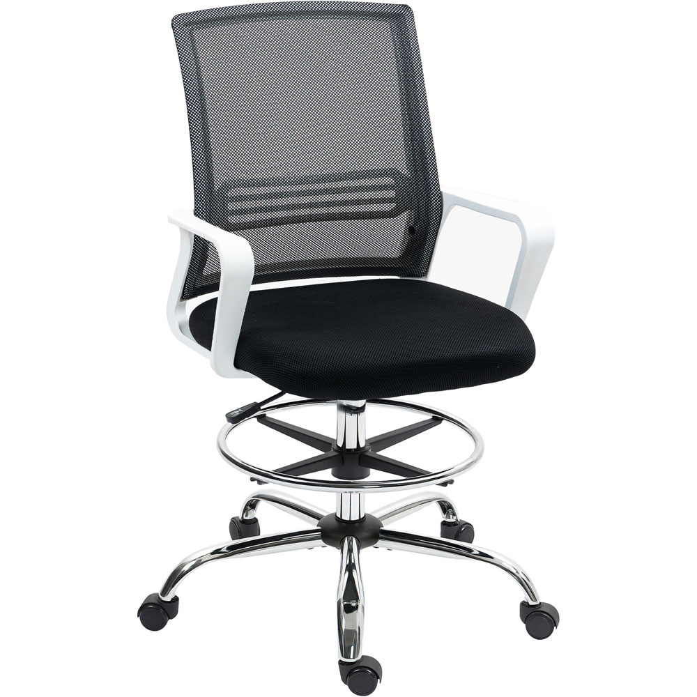 Portland Black Draughtsman Mesh Ergonomic Drafting Office Chair Image 2