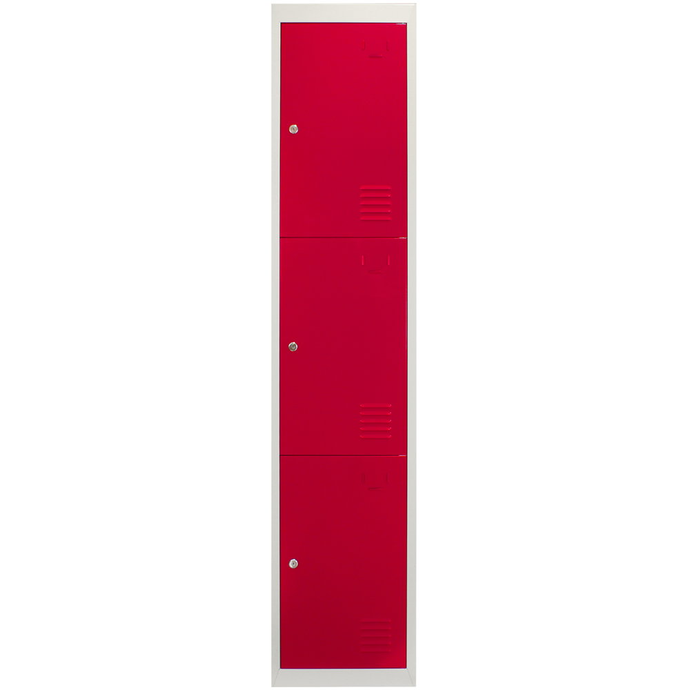 Monstershop 3 Door Red Metal Storage Locker 3 Pack Image 4