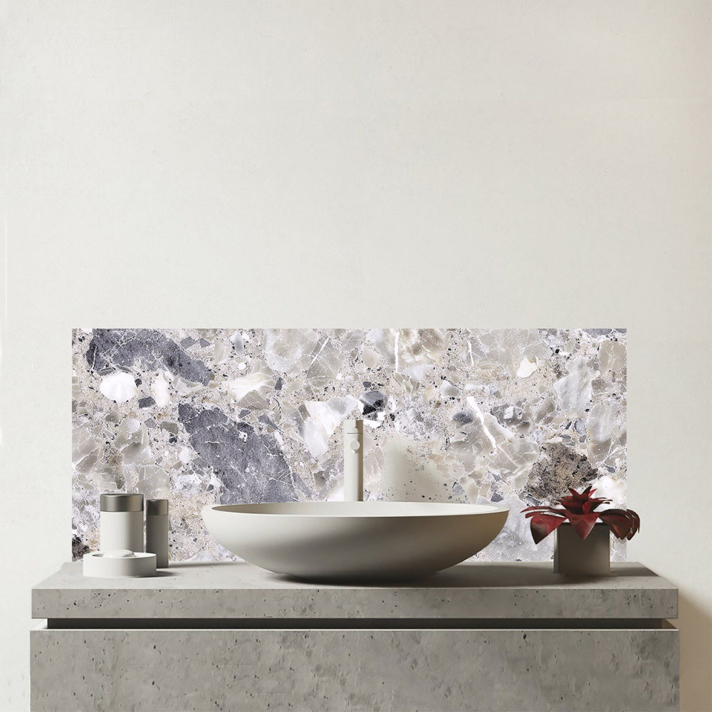 Warren Reed Designer Silver Quartz Effect Bathroom Splashback 25 x 60cm Image 1