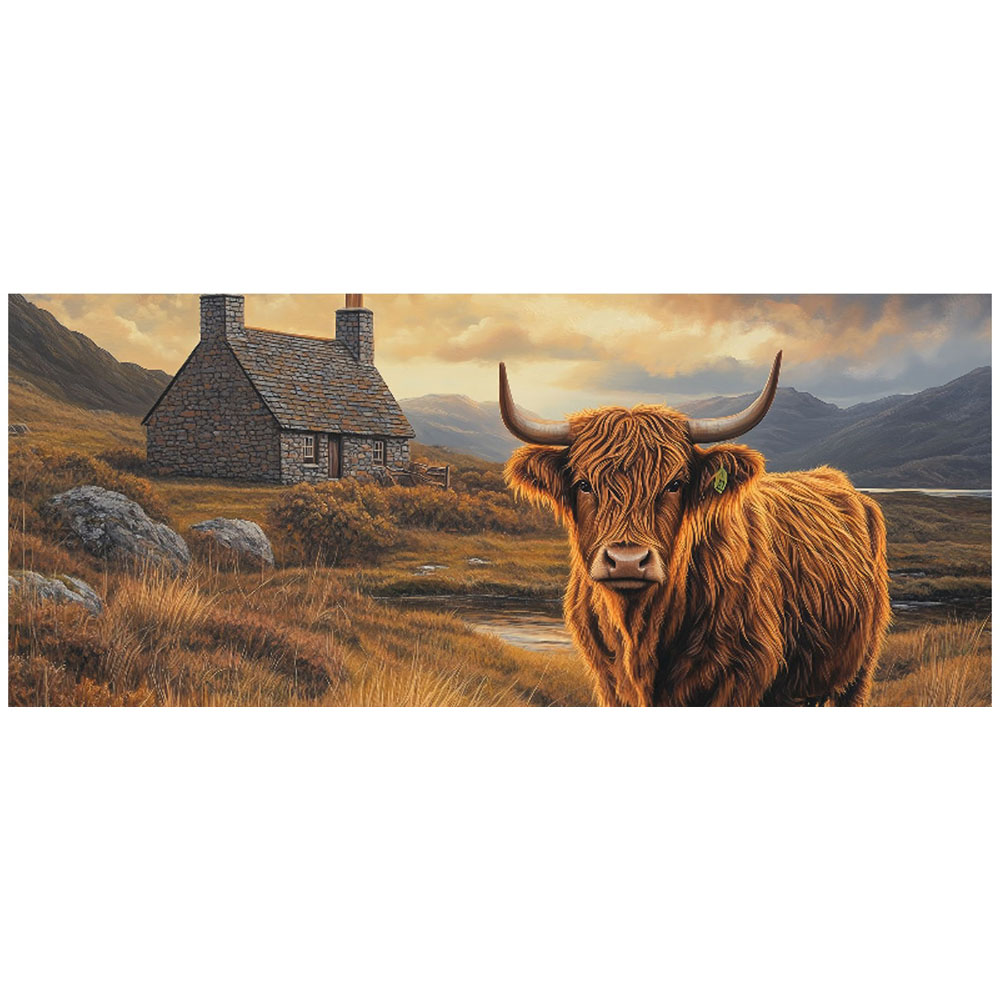 Warren Reed Designer Highland Cow and a Cottage Bathroom Splashback 25 x 60cm Image 2