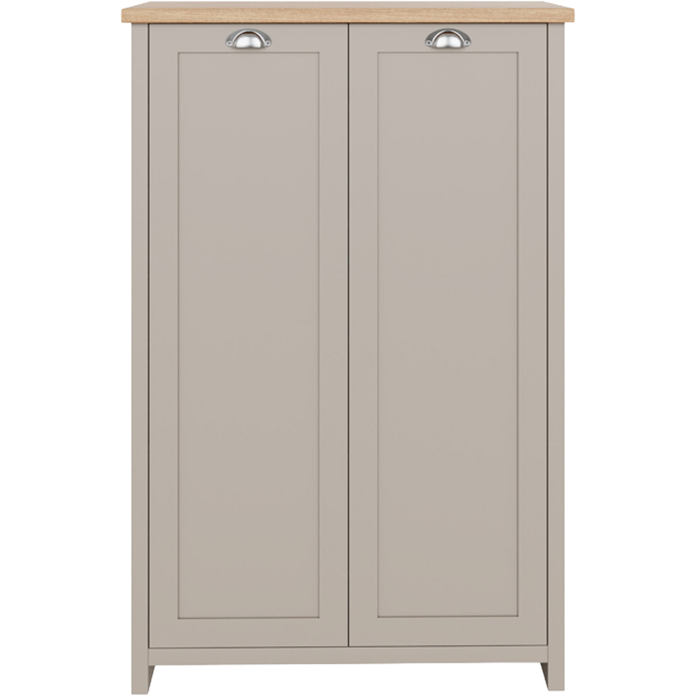 GFW Lancaster 2 Door Grey and Oak Tall Shoe Cabinet Image 4