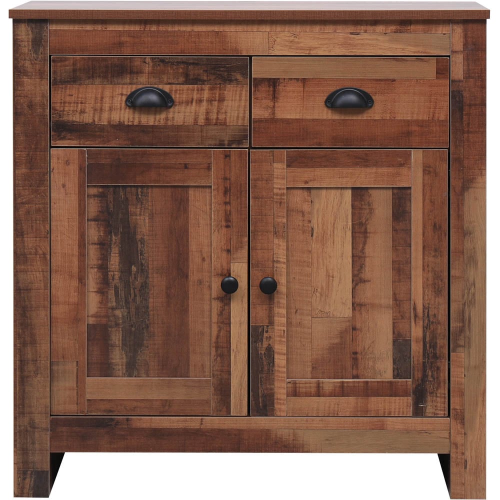 FurnitureHMD 2 Door 2 Drawer Industrial Style Wooden Sideboard Image 2