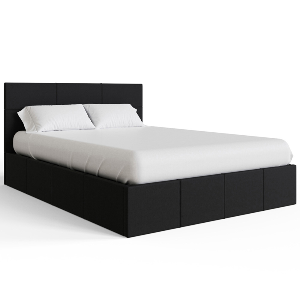 GFW King Size Black Faux Leather End Lift Ottoman Bed with Memory Pocket Spring Mattress Image 3