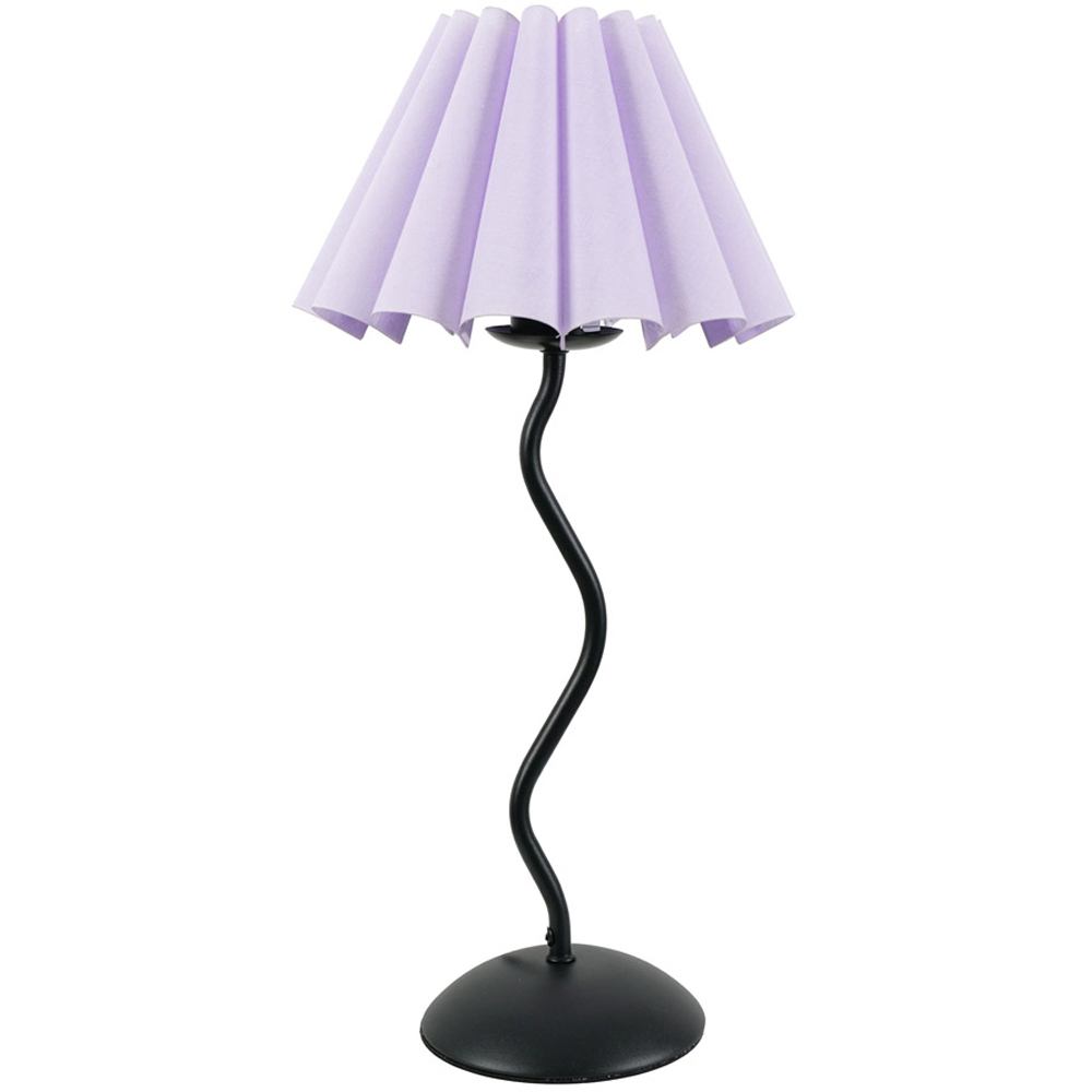 ValueLights Wiggle Lilac Scallop Shade Black Metal Stem LED Table Lamp Image 1