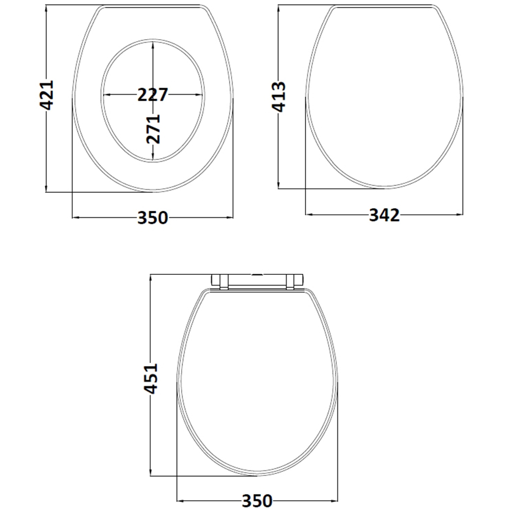 nuie Classique Satin White Soft Close Wooden Toilet Seat Image 2