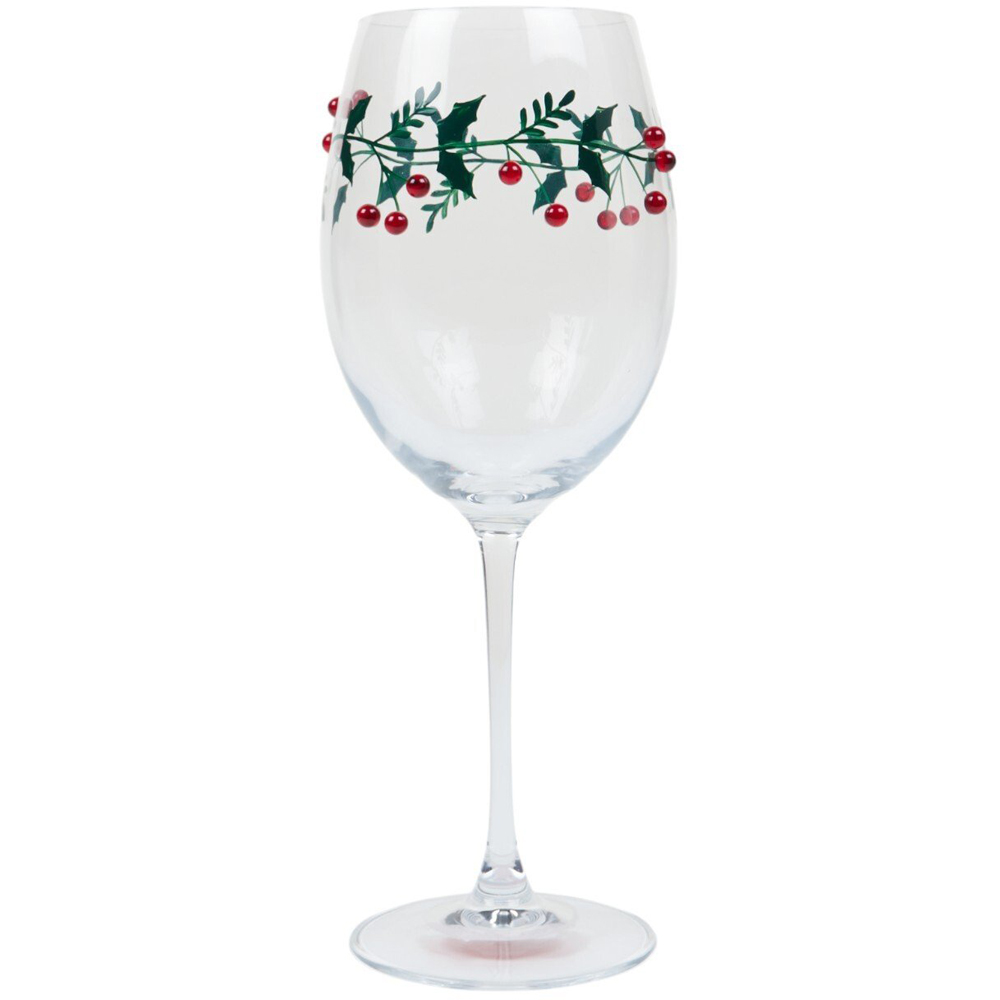 Wine Glass with Mistletoe Decoration Clear Image 2