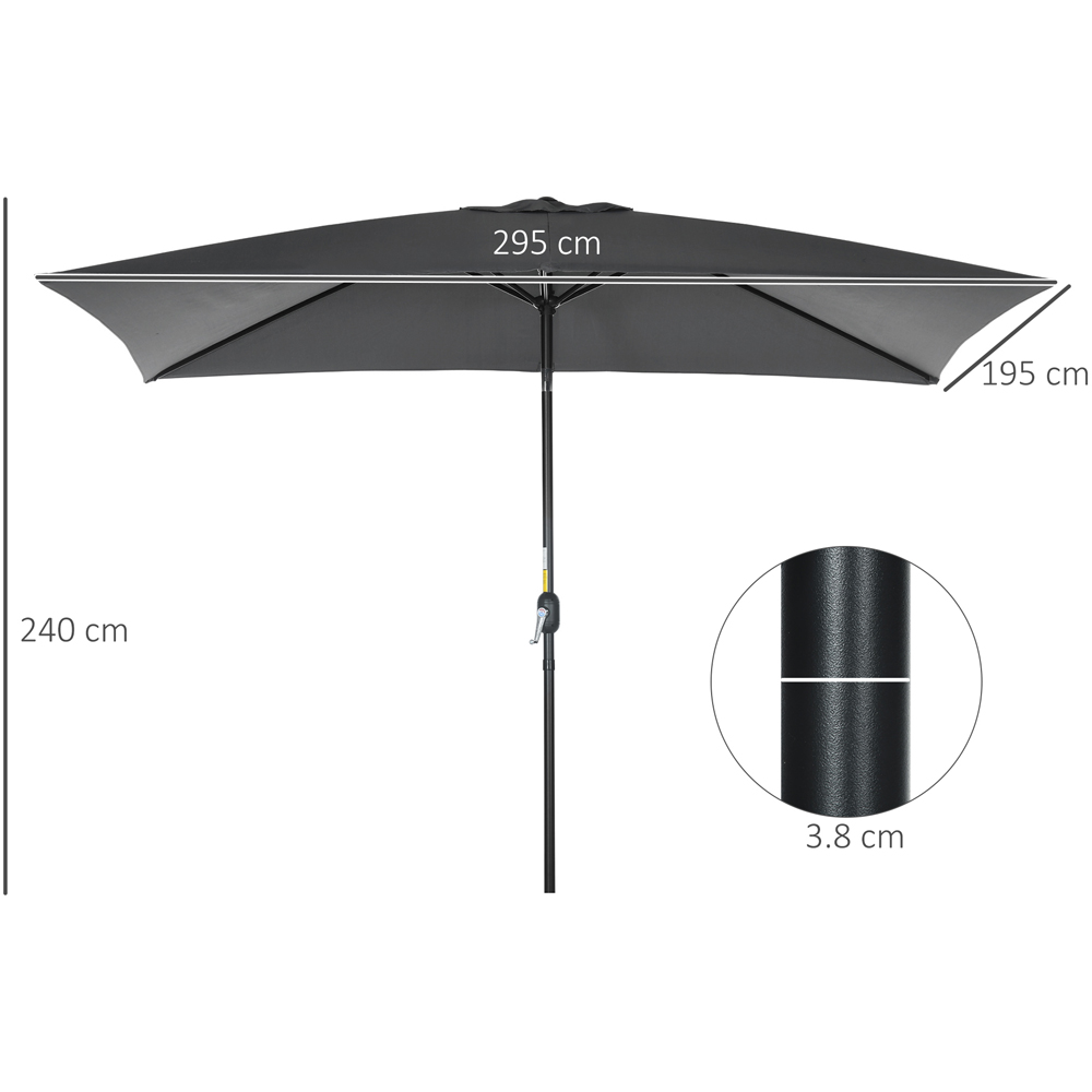 Outsunny Black Crank and Tilt Parasol 3 x 2m Image 7