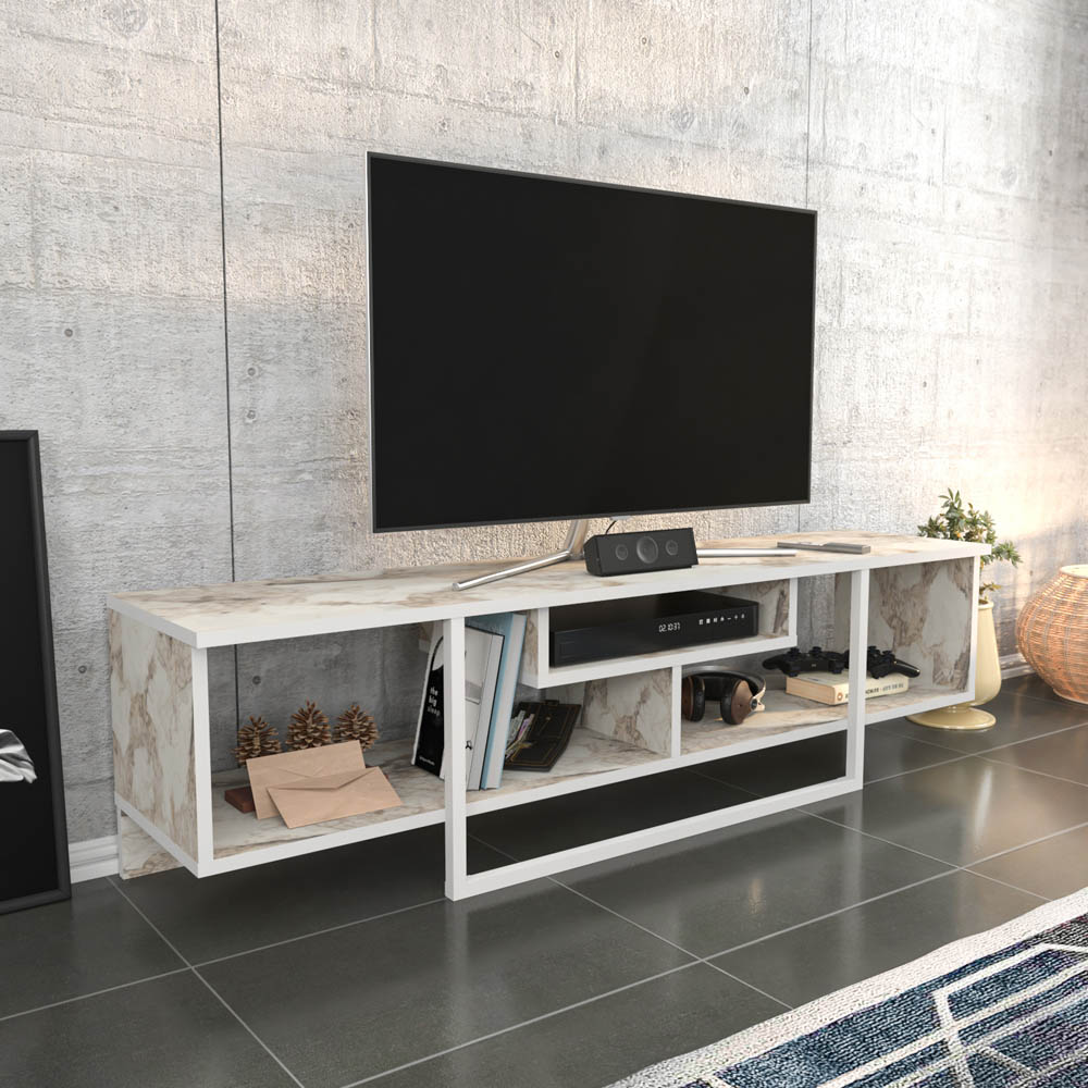 Decorotika Asal 3 Shelf Ephesus and White Modern TV Unit Image 4
