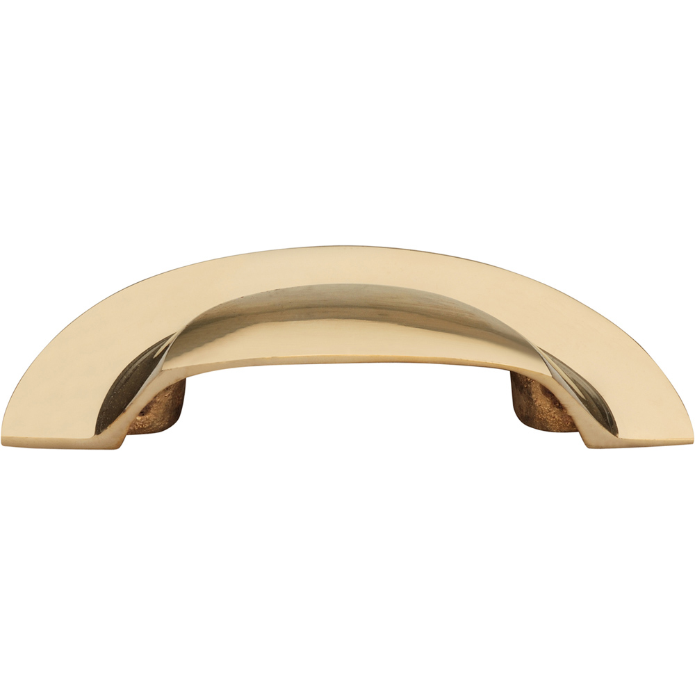 Spira Brass Polished Brass Unlacquered Large Slim Cup Pull Drawer Handle Image 4