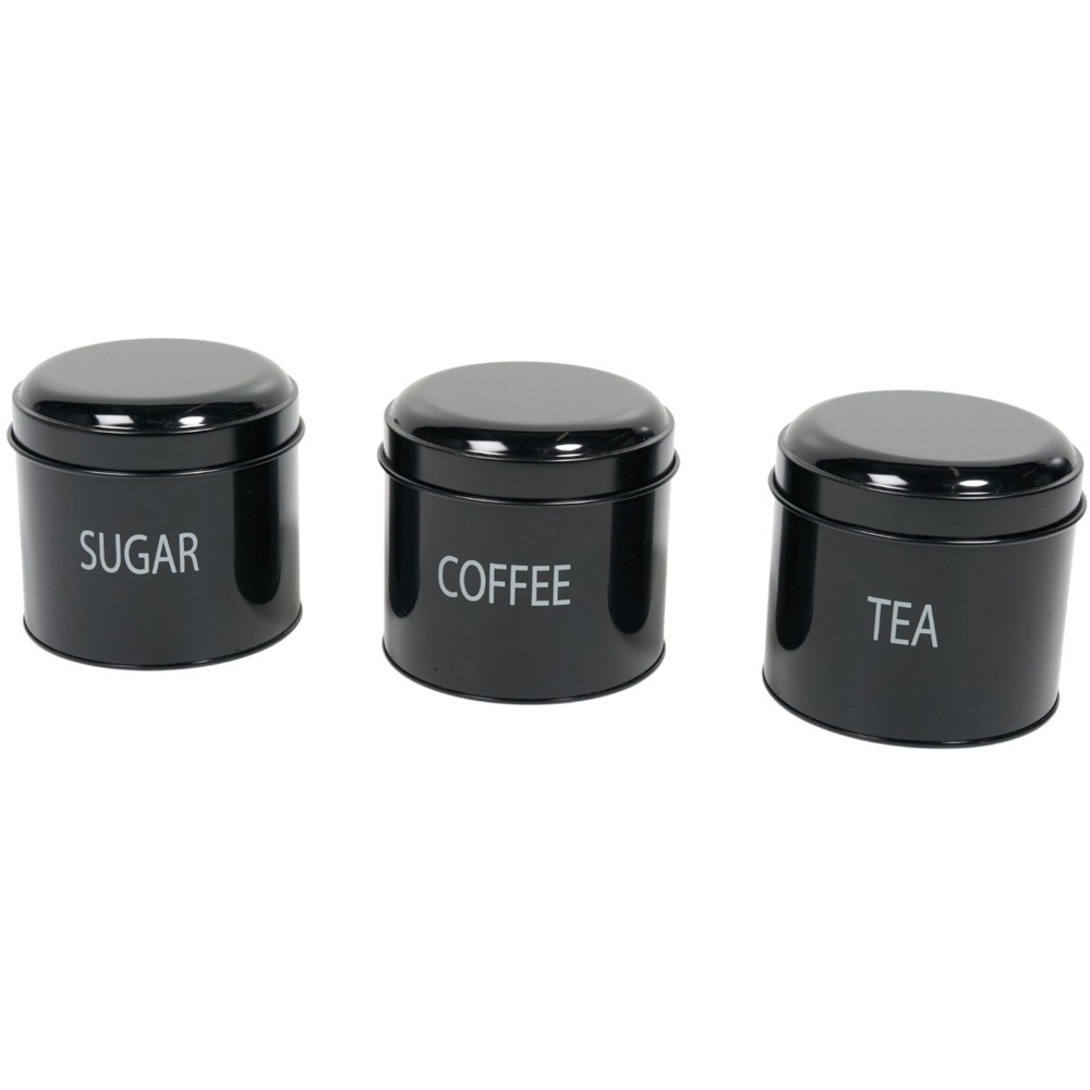 Set of 3 Metal Canisters Black Image 4