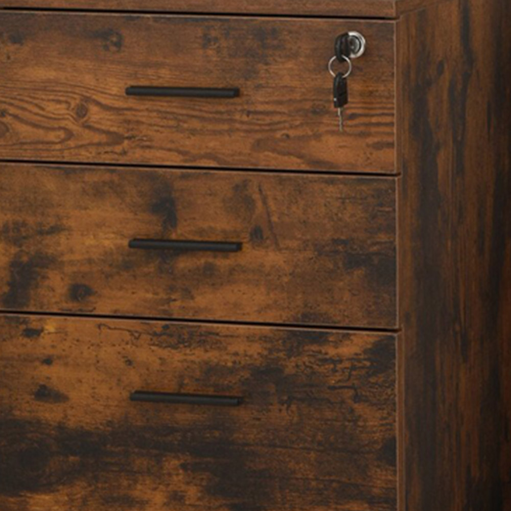 Brown 3 Drawer Wooden Filing Cabinet Brown Image 2