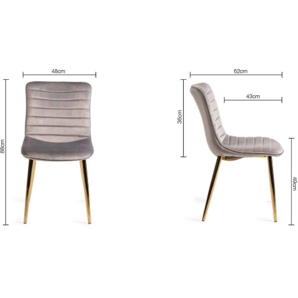 Bentley Designs Rothko Set of 2 Grey Velvet Dining Chair Image 7