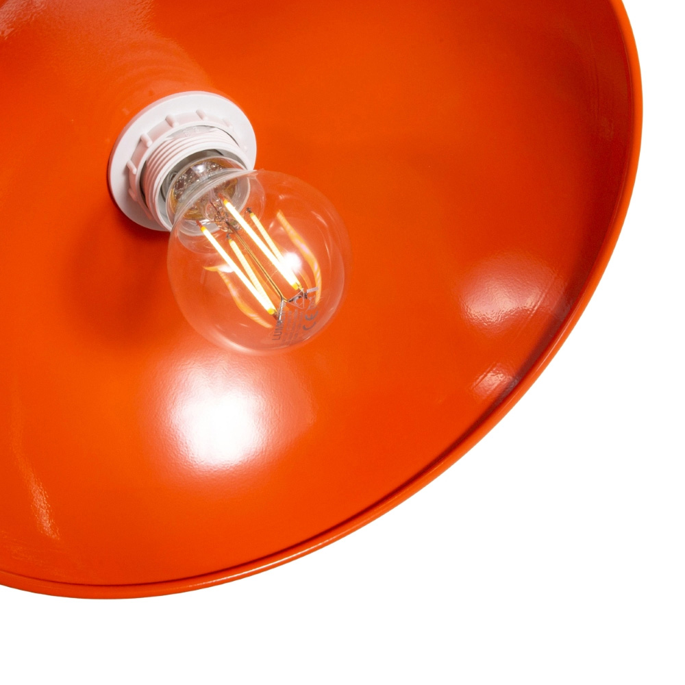 Happy Homewares Orange Gloss Metal Industrial Retro Disc Pendant Shade Image 4