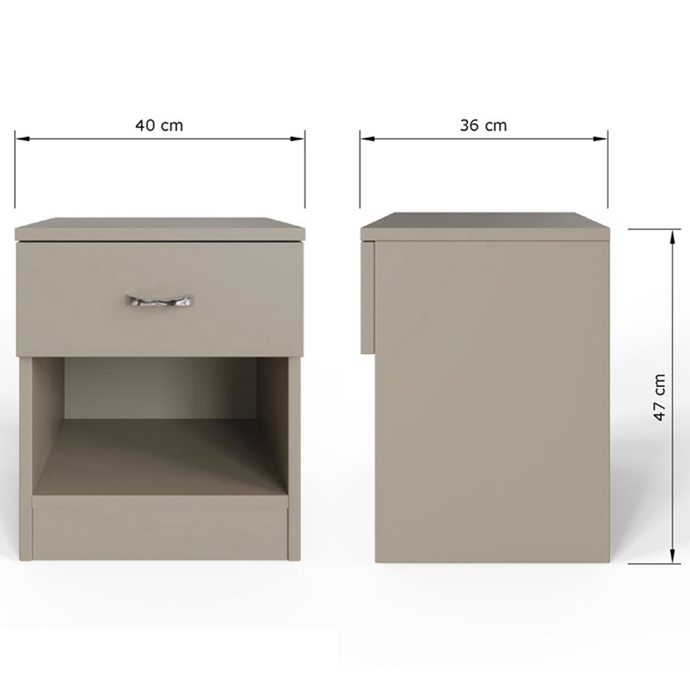 FWStyle Promo Single Drawer Putty Modern Bedside Table Image 7