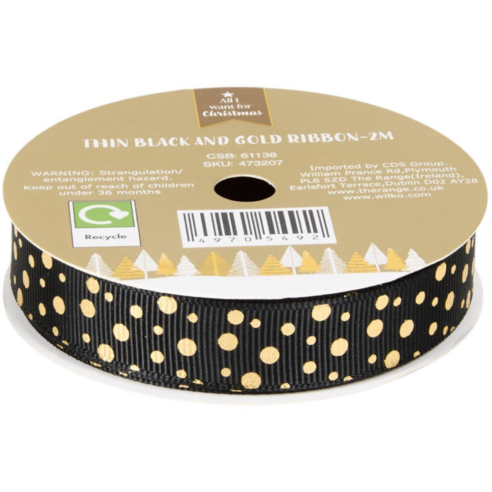 Thin Black and Gold Ribbon Image 3