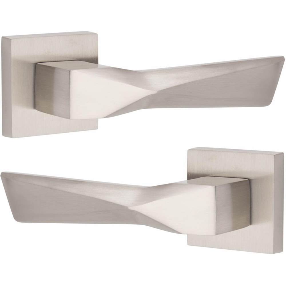 Golden Grace Satin Nickel Aura Door Handle Set Image 2