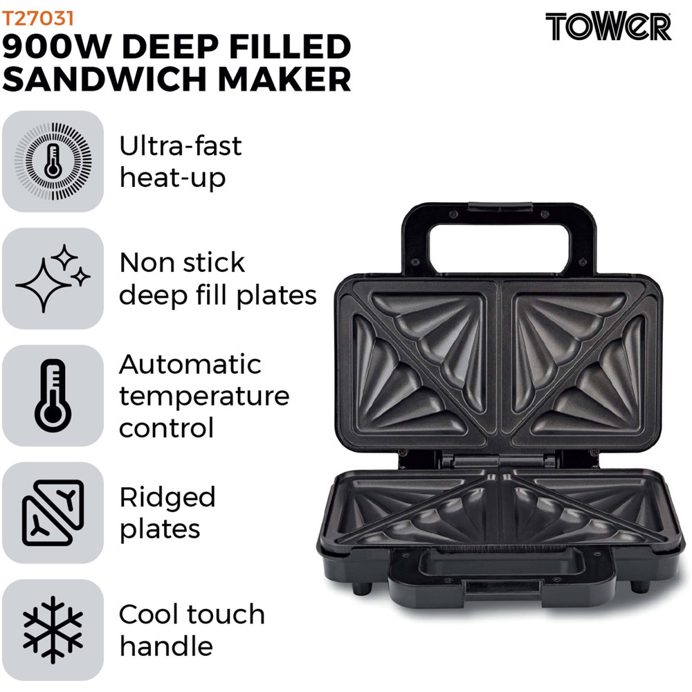 Tower Silver Deep Fill Sandwich Maker Image 6
