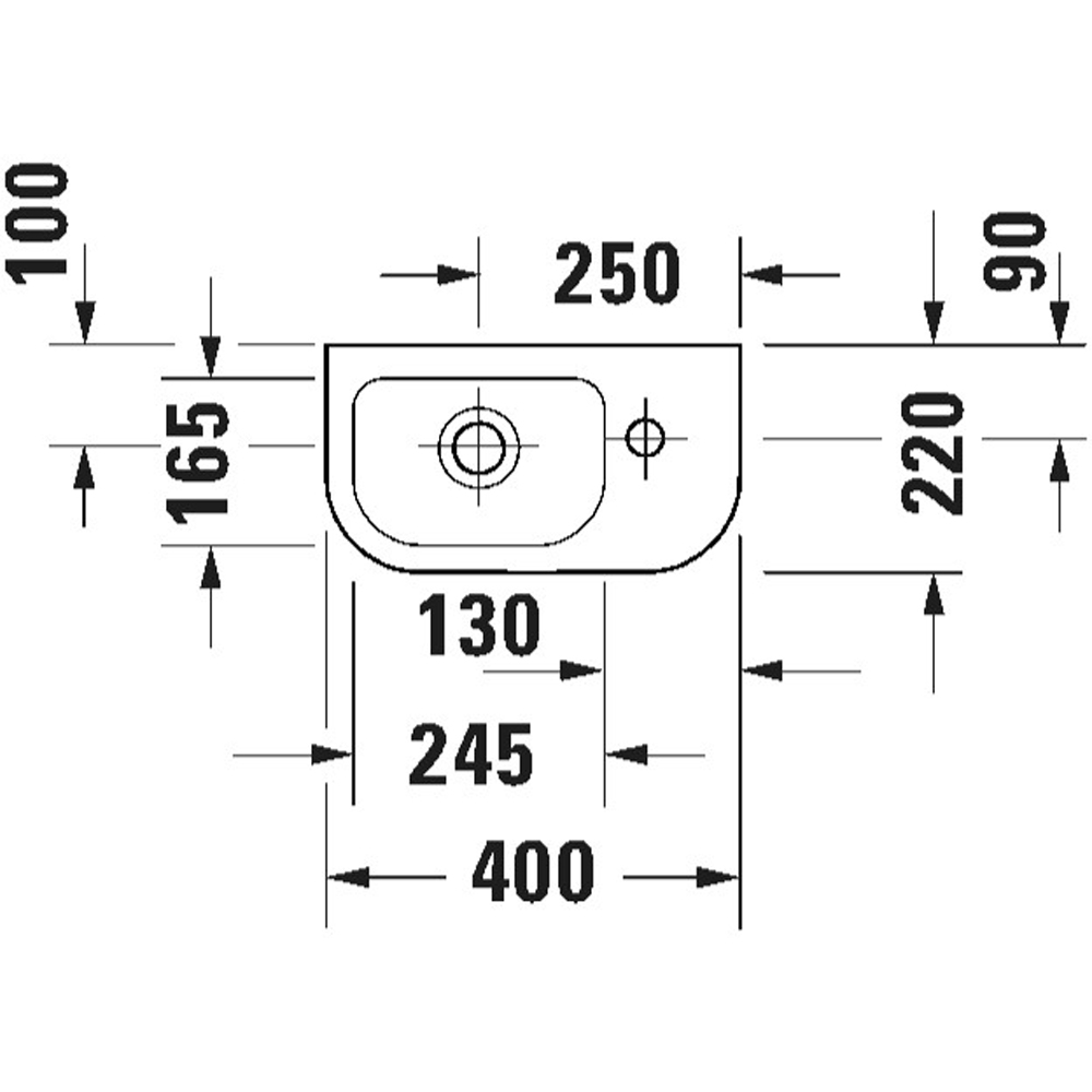 Duravit D-Code Single Tap Hole White High Gloss Hand Basin 400 x 220mm Image 2
