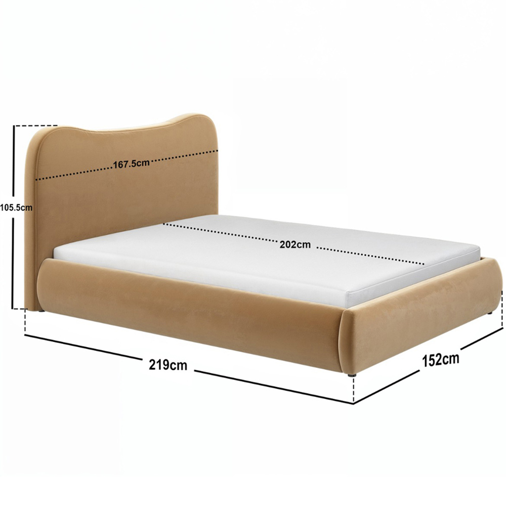 Solace+Co Ember King Size Sand Velvet Ottoman Bed Image 7