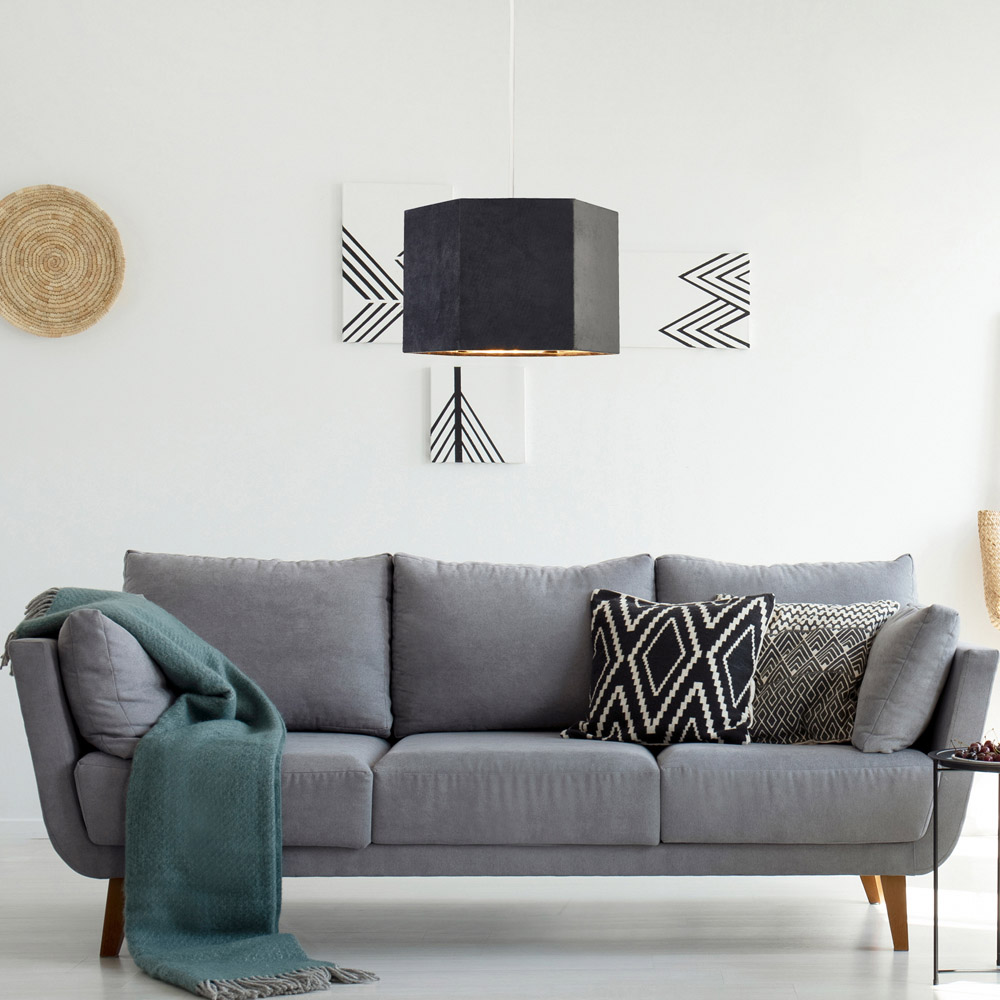 Lighting Collection Grey Hexagon Shade Image 2