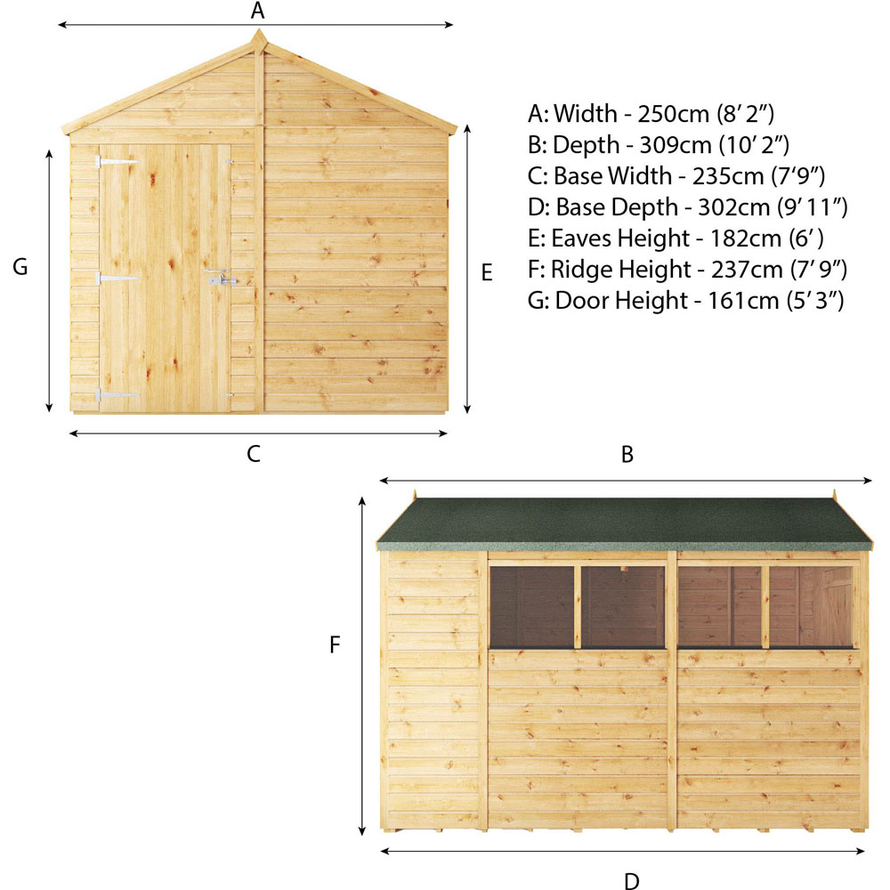 Mercia Woodsman 10 x 8ft Shiplap Glass Apex Shed Image 9