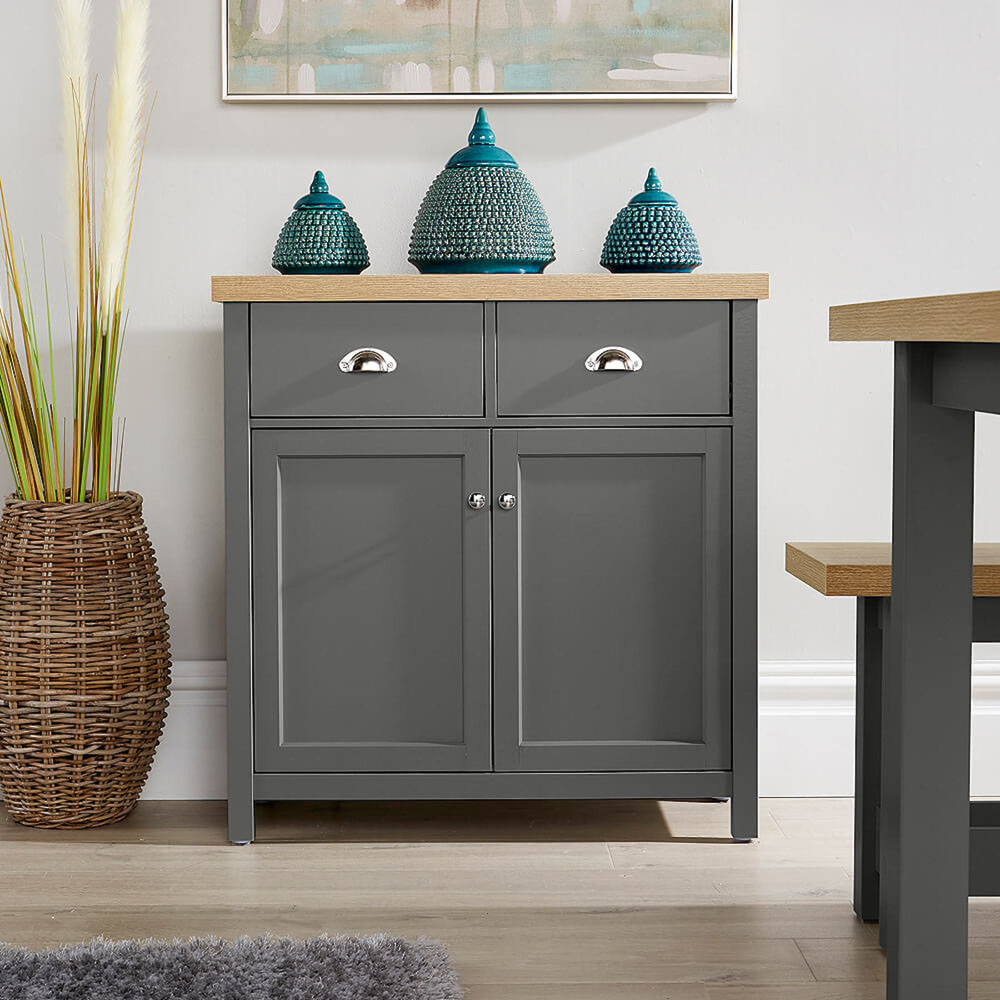 Home Source Avon 2 Door 2 Drawer Graphite Grey Cupboard Image 7