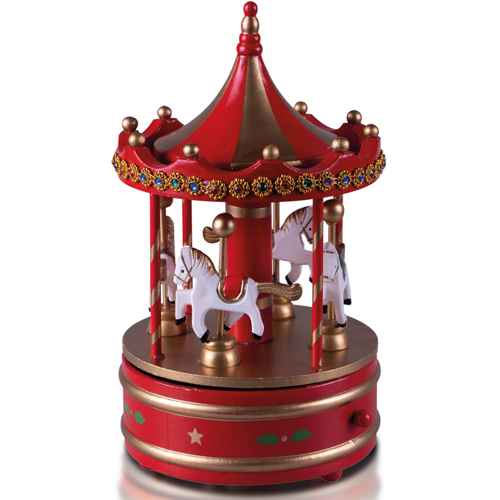 St Helens Red Xmas Carousel Music Box Image 3