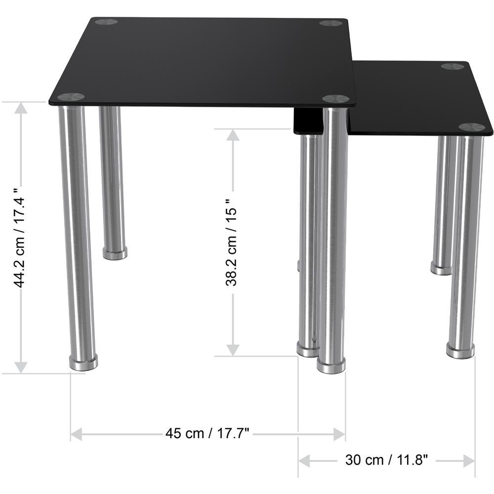 AVF Black Glass and Chrome Nest of Tables Set of 2 Image 9