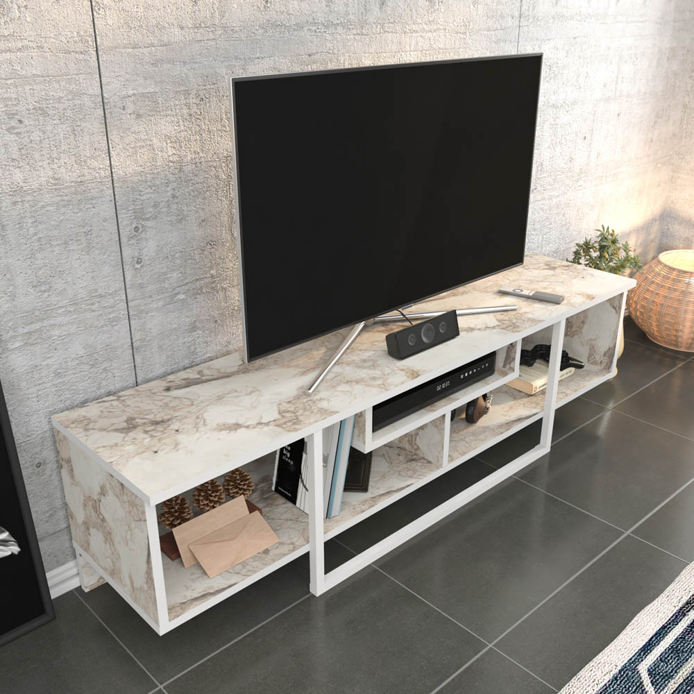Decorotika Asal 3 Shelf Ephesus and White Modern TV Unit Image 5