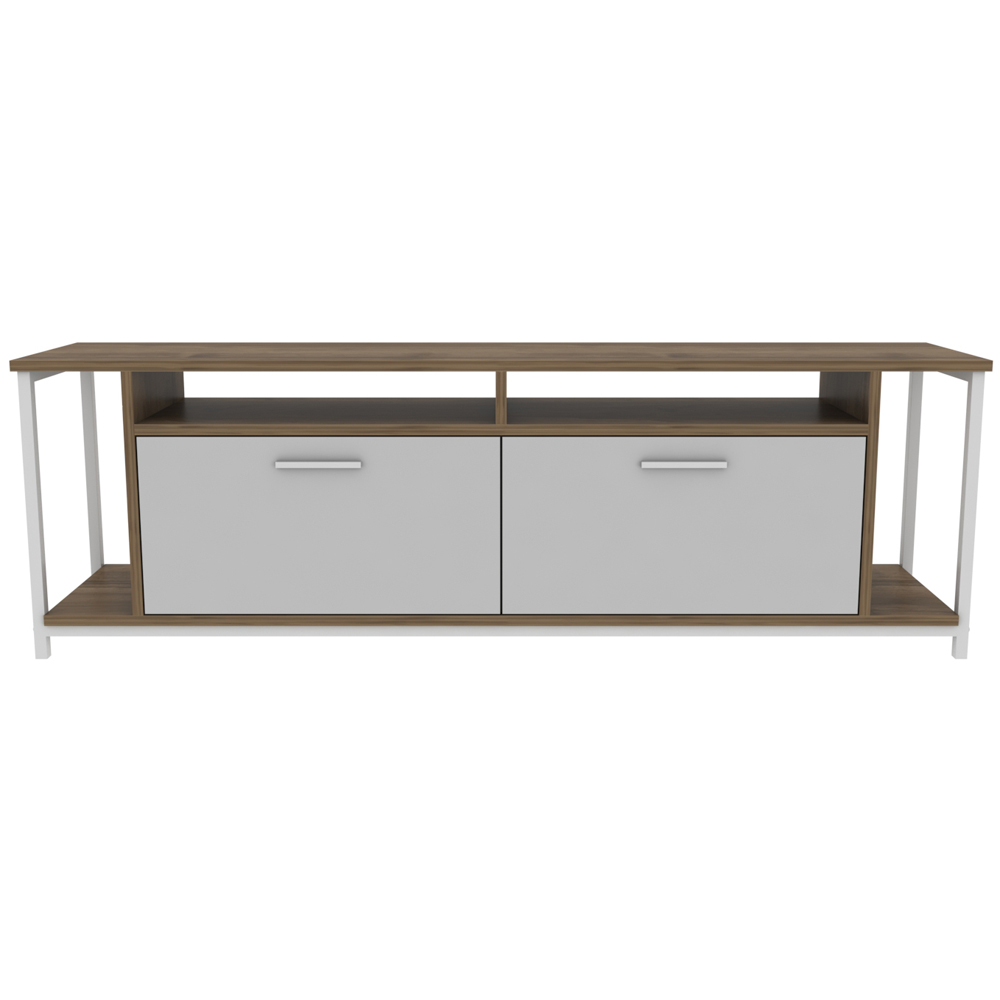 Decorotika Omar 2 Door 4 Shelf Walnut and White TV Unit Image 5