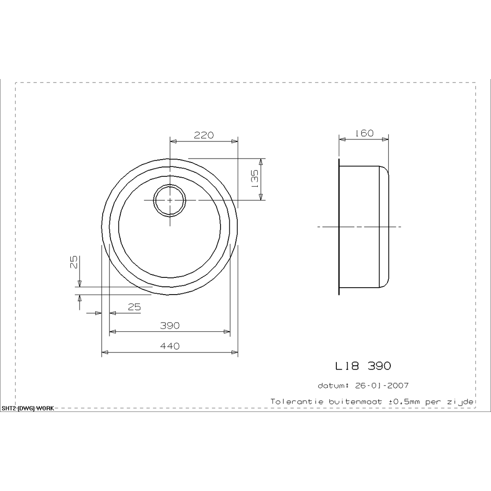 Reginox L18 390 OKG Silver Single Round Bowl Sink 440 x 160mm Image 3