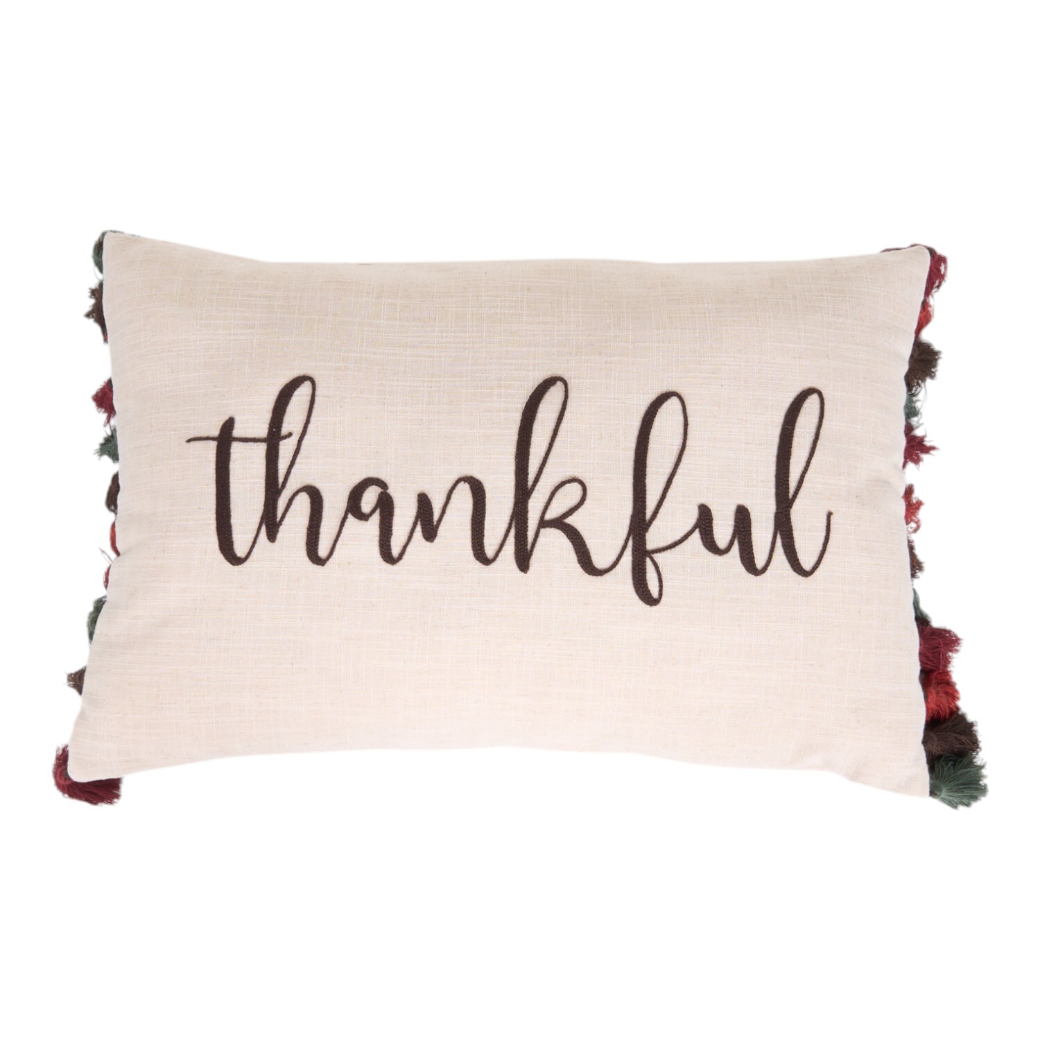 Thankful Tassel Cushion Beige Image 1