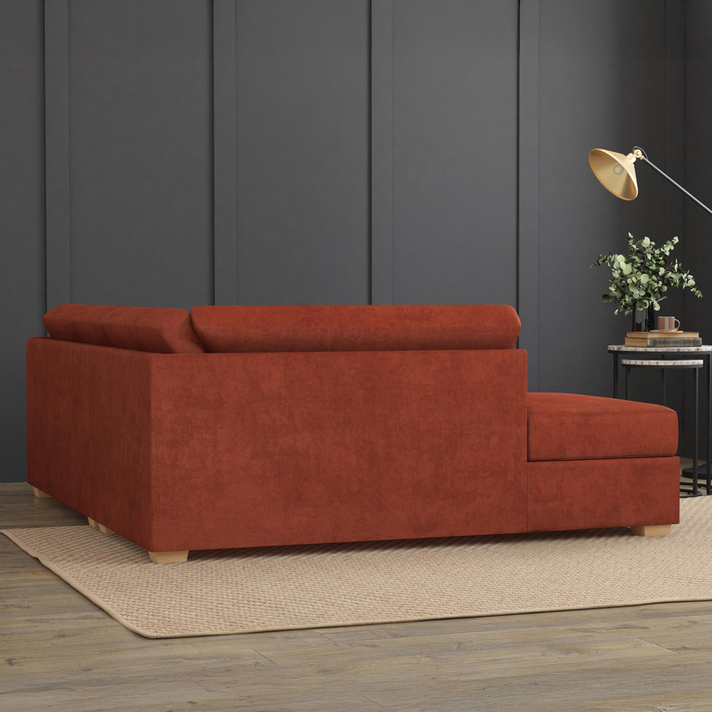 Modo 3 Seater Marmalade Plush Velvet Left Hand Fixed Back L-Shape Corner Sofa Image 8