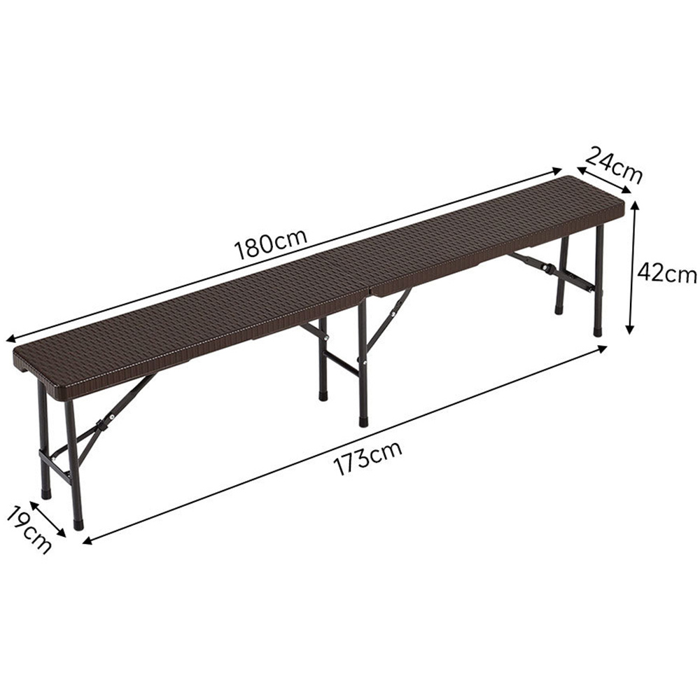 Living and Home Set of 2 Rattan Brown Folding Bench Image 8