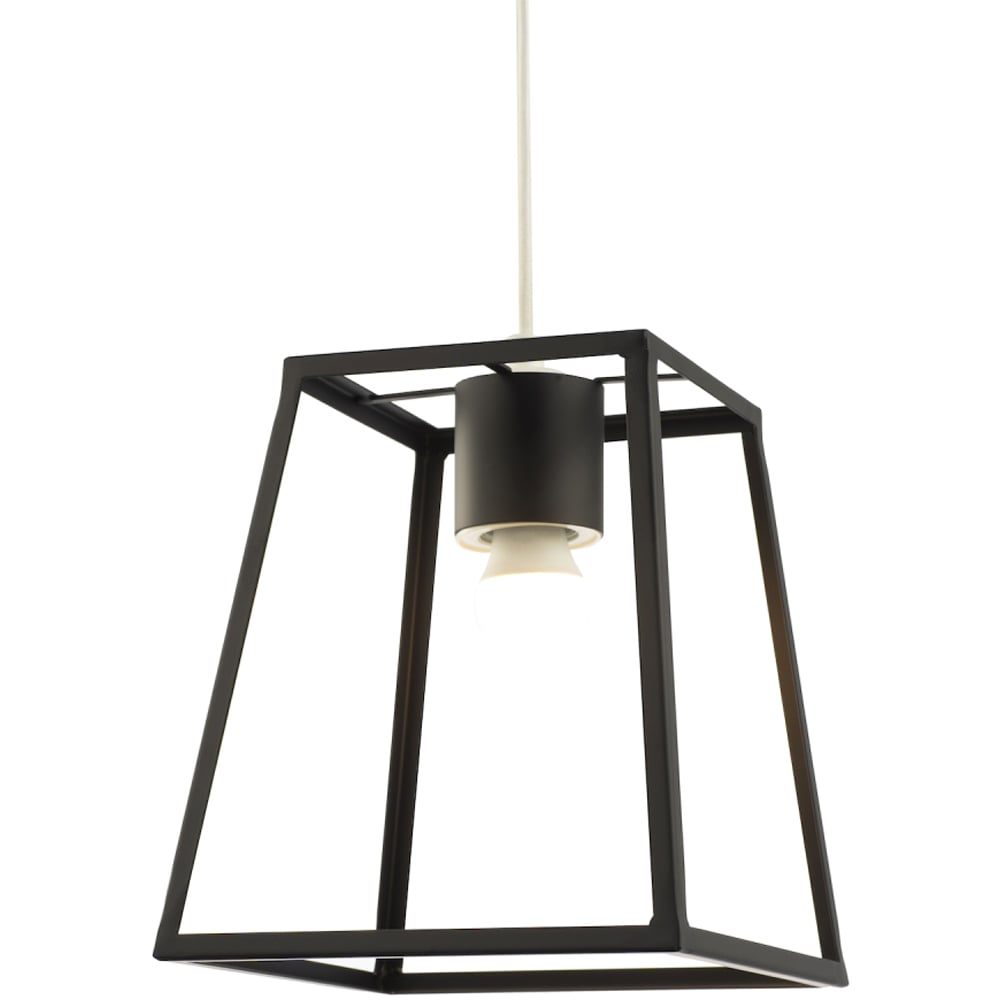 Happy Homewares Industrial Lantern Matte Black Square Top and Bottom Pendant Shade Image 4