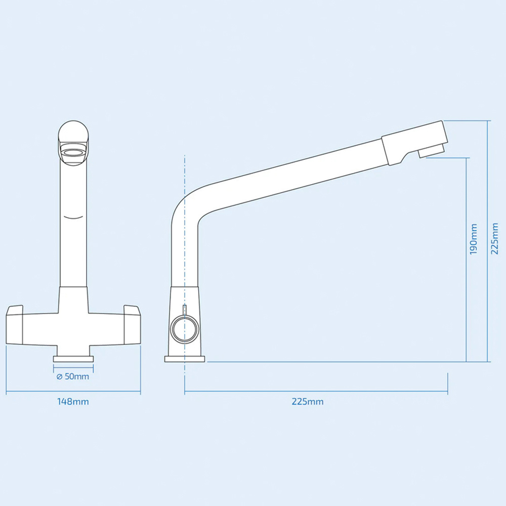 Nes Home Cascade Chrome Twin Handle Swivel Spout Kitchen Mixer Tap Image 3