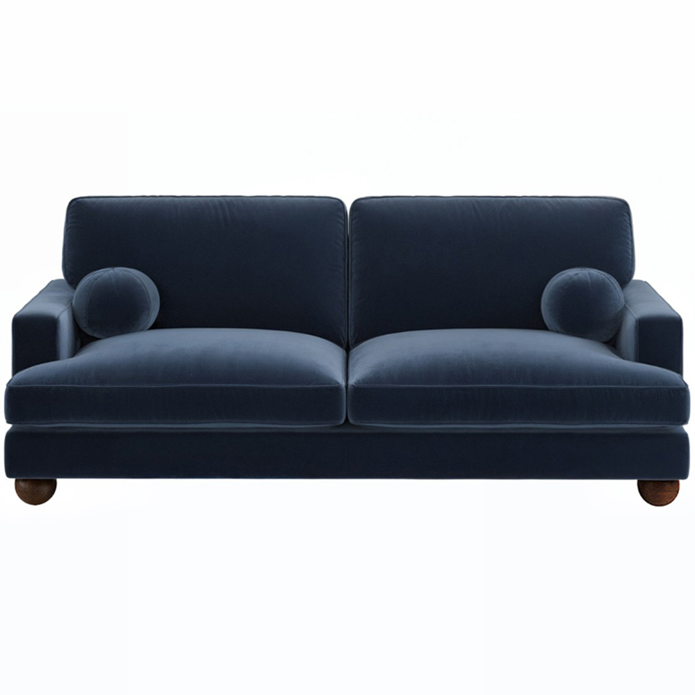 Solace+Co Addison 3 Seater Blue Velvet Sofa Image 3
