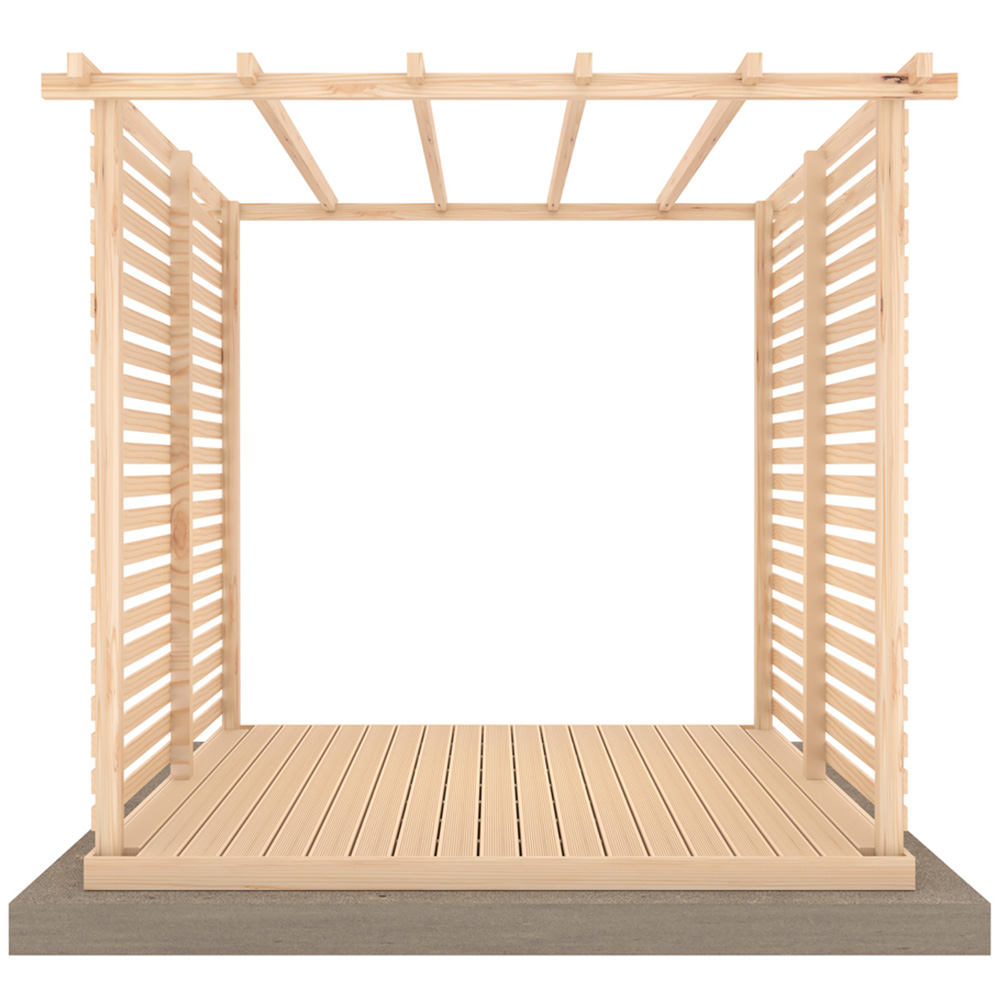 Shire GB Ivy 8 x 8ft Pergola Kit with Decking and Side Walls Image 2