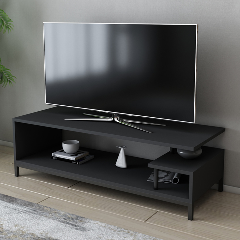 Decorotika Reilly 2 Shelf Black and Anthracite TV Unit Image 1