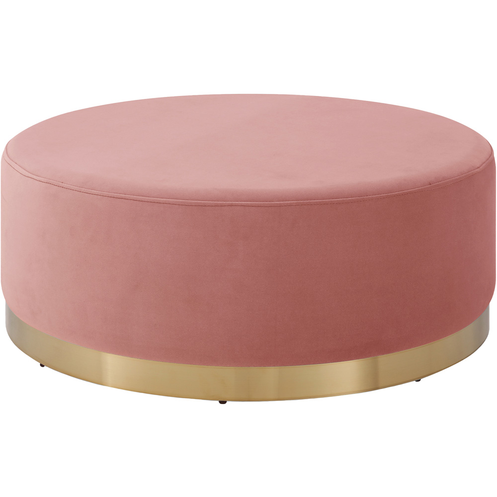 Blush Velvet Round Footstool Image 2