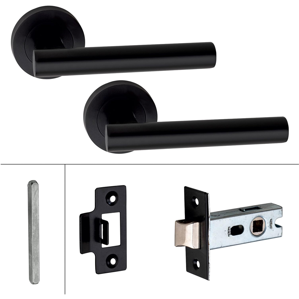 Golden Grace Straight T-Bar Door Handle Pair with Tubular Latch 5 Pack Image 2