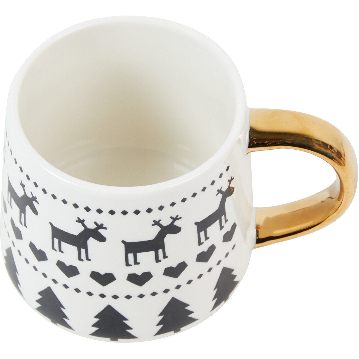 Reindeer Gold Handle Mug - White Image 3