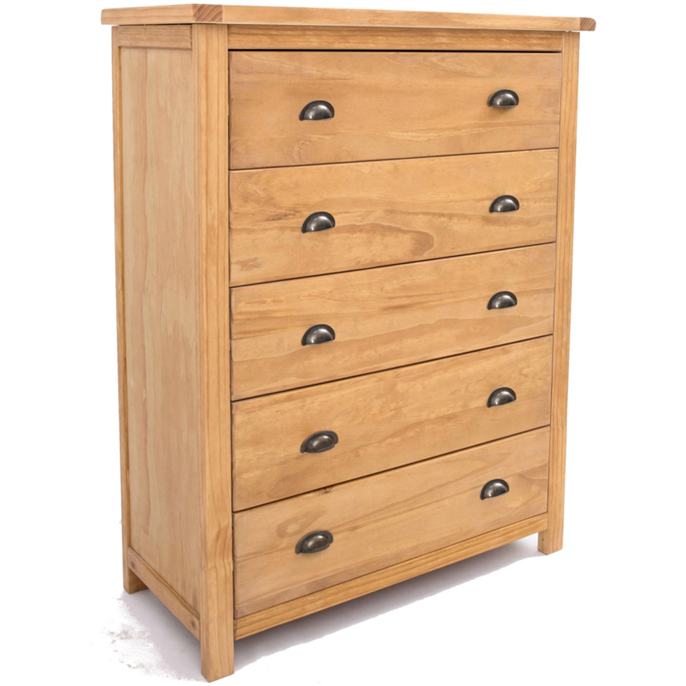 Cabinet Bits Lugo 5 Drawer Brown Brass Cup Handle Chest of Drawers Image 3