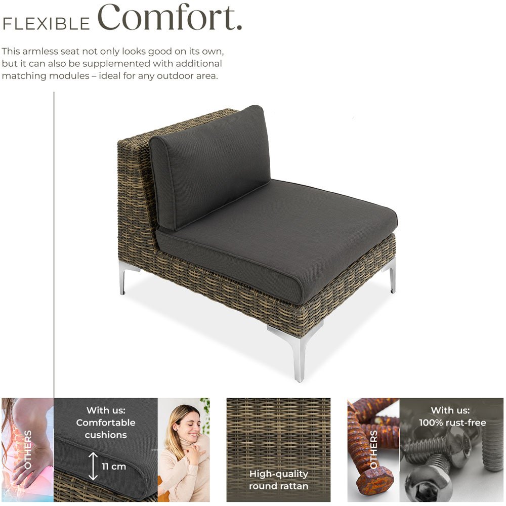 tectake Villanova Rattan Middle Garden Chair with Cushion Image 3