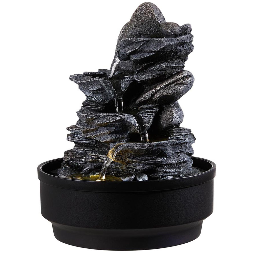 Living and Home Tiered Rockery Tabletop LED Water Fountain Image 3
