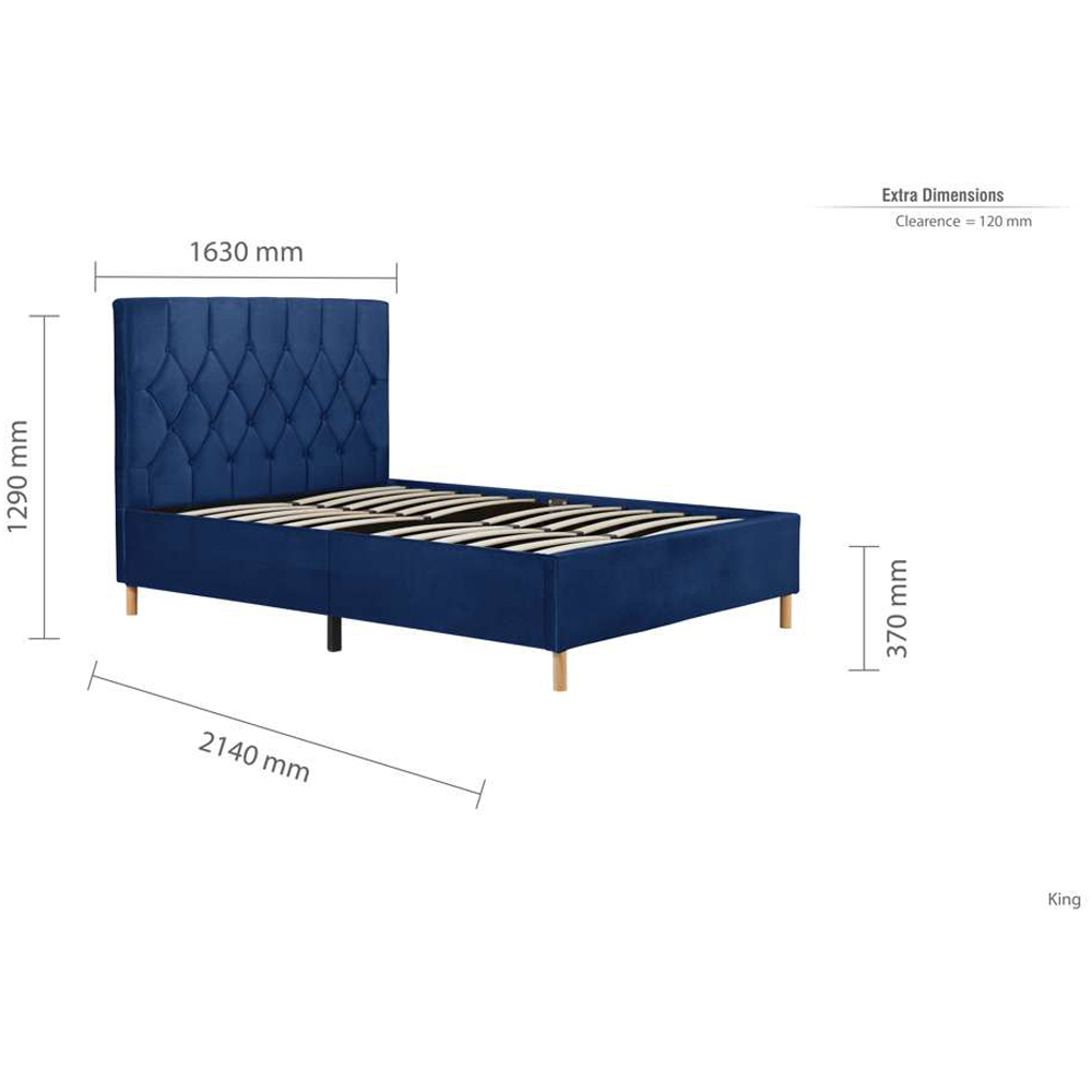 Loxley King Size Blue Fabric Bed Image 9