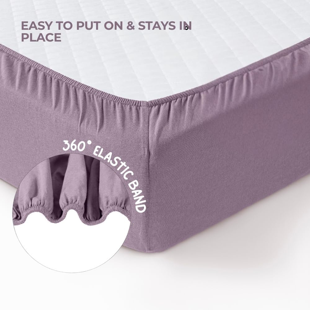 MHG Living Light Pink and Purple Jersey Cotton Fitted Cot Bed Sheet 120 x 60cm 2 Pack Image 4